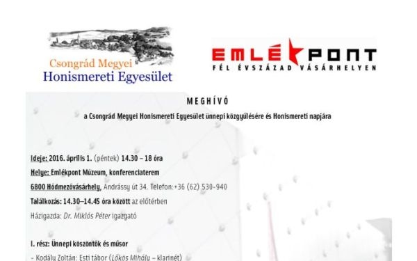 Konferenciával ünnepli Vásárhelyen negyedszázados fennállását a Csongrád Megyei Honismereti Egyesület