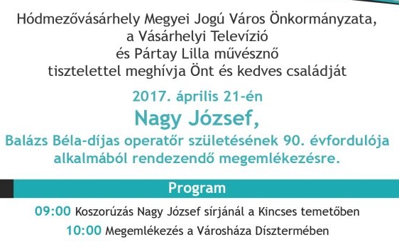 Nagy József, Balázs Béla-díjas operatőrre emlékeznek