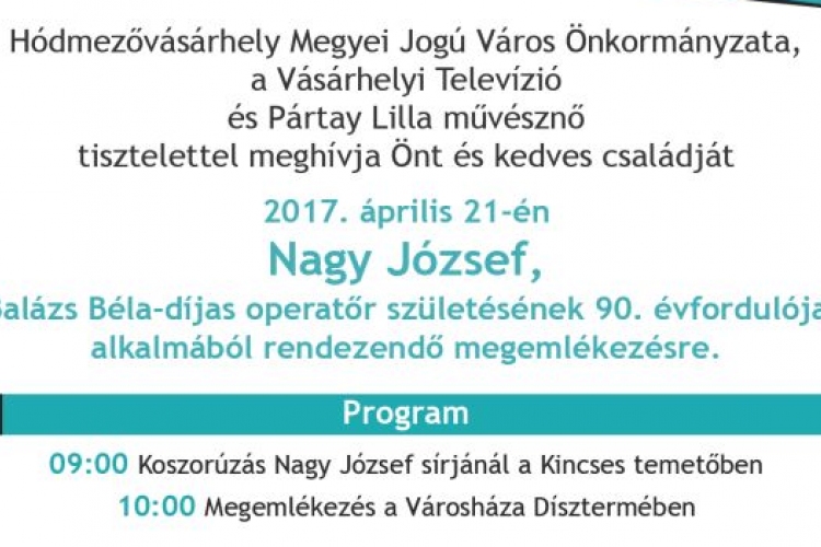 Nagy József, Balázs Béla-díjas operatőrre emlékeznek